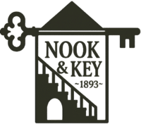 logo incorporating house, key and staircase